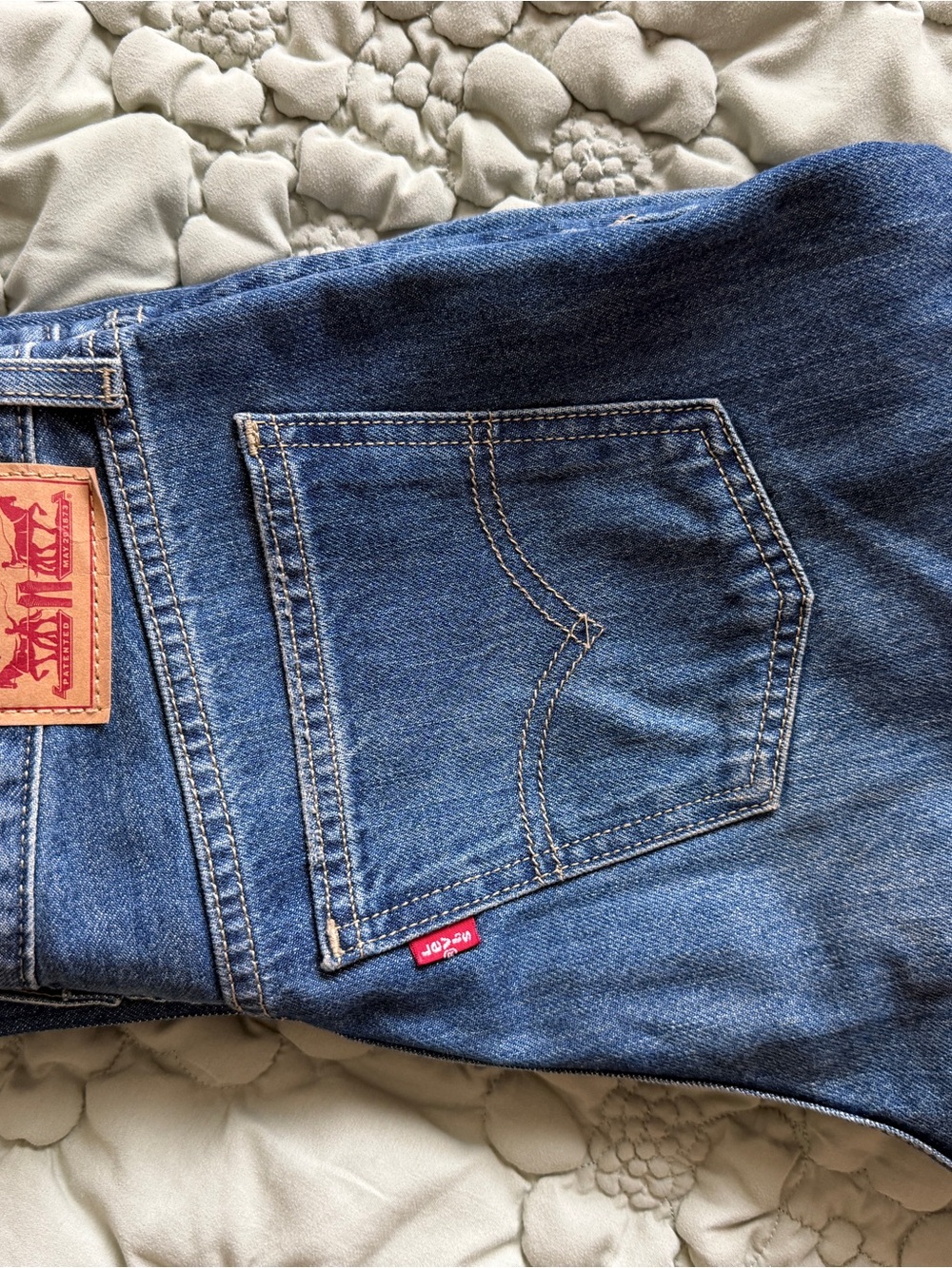 Levi's Distressed Dark Blue Boyfriend Jeans